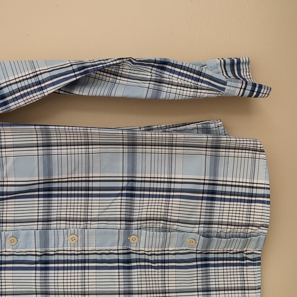 Patagonia Women's 4 Blue Plaid Button Up Shirt Roll Tab Sleeves Top - Picture 7 of 16